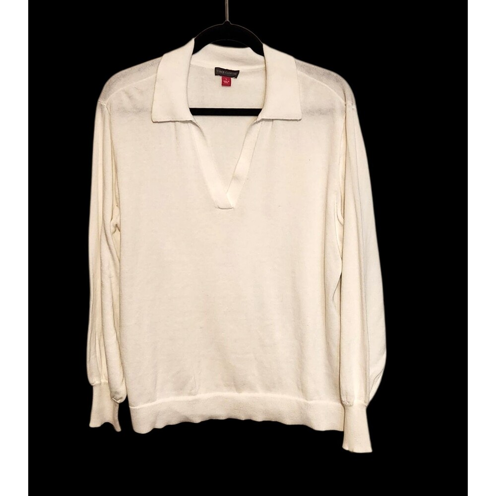 Vince Camuto Pull Over Sweater V- Neck Antique White Womens Large